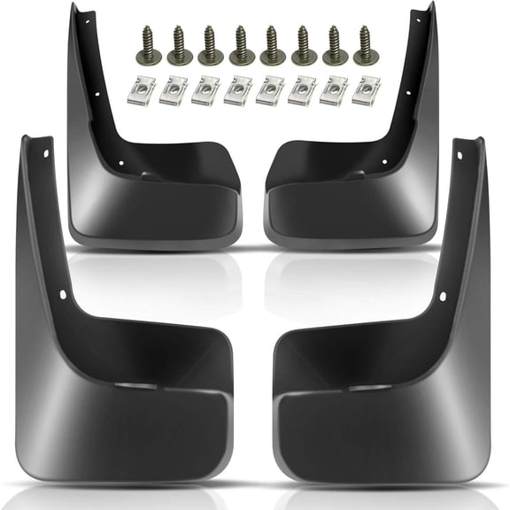 Set of 4 Mud Flaps Splash Guards Accessories Replacement for Dodge Grand Caravan 11-17, Chrysler Town & Country 11-17, Mini Passenger Van, Without Running Boards, Front and Rear LH RH, Black