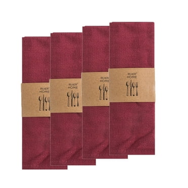 Set of 4 Napkins Cloth Washable, Soft, Durable, Absorbent, Cotton Blend. Table Dinner Napkins Cloth for Hotel, Lunch, Restaurant, Weddings, Events, Parties Burgundy 16*12 inches