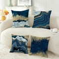 thumbnail image 1 of Set of 4,Navy Blue and Gold Decorative Throw Pillow Cover Pillowcase Cozy Cushion Case Decor for Sofa Couch Bed Abstract Marble Texture Cushion Cover 18x18 Inch Home Living Room Décor, 1 of 14