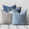 thumbnail image 1 of Set of 4 Neutral Couch Throw Pillow Covers, Blue Decorative Farmhouse Boho Throw Pillows for Living Room, Couch, Bed, Sofa Soft Corduroy Accent Home Decor ( No Pillow 20x20 Inch), 1 of 8