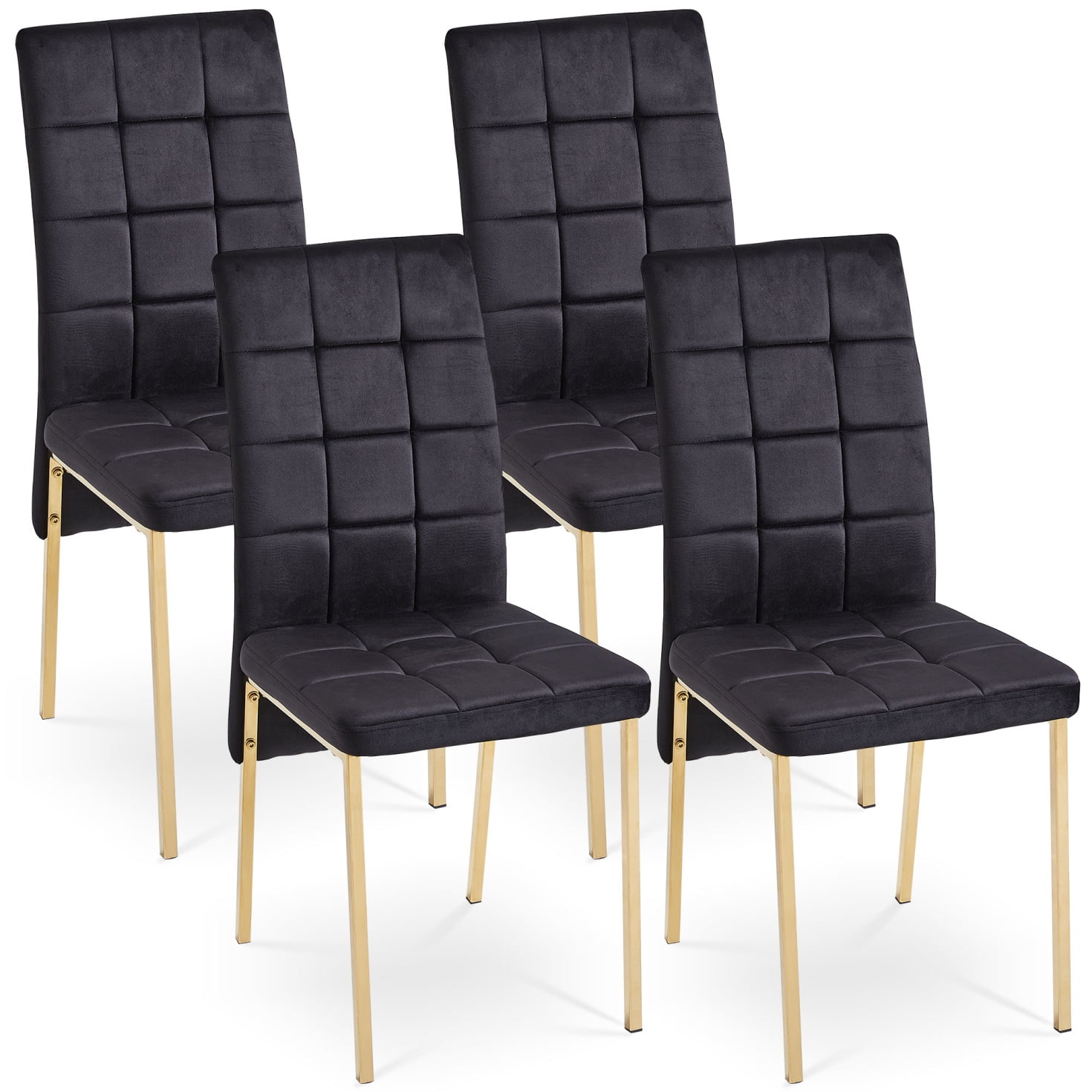Set of 4 Nordic Dining Chair with Biscuit Line Design High Back, Modern