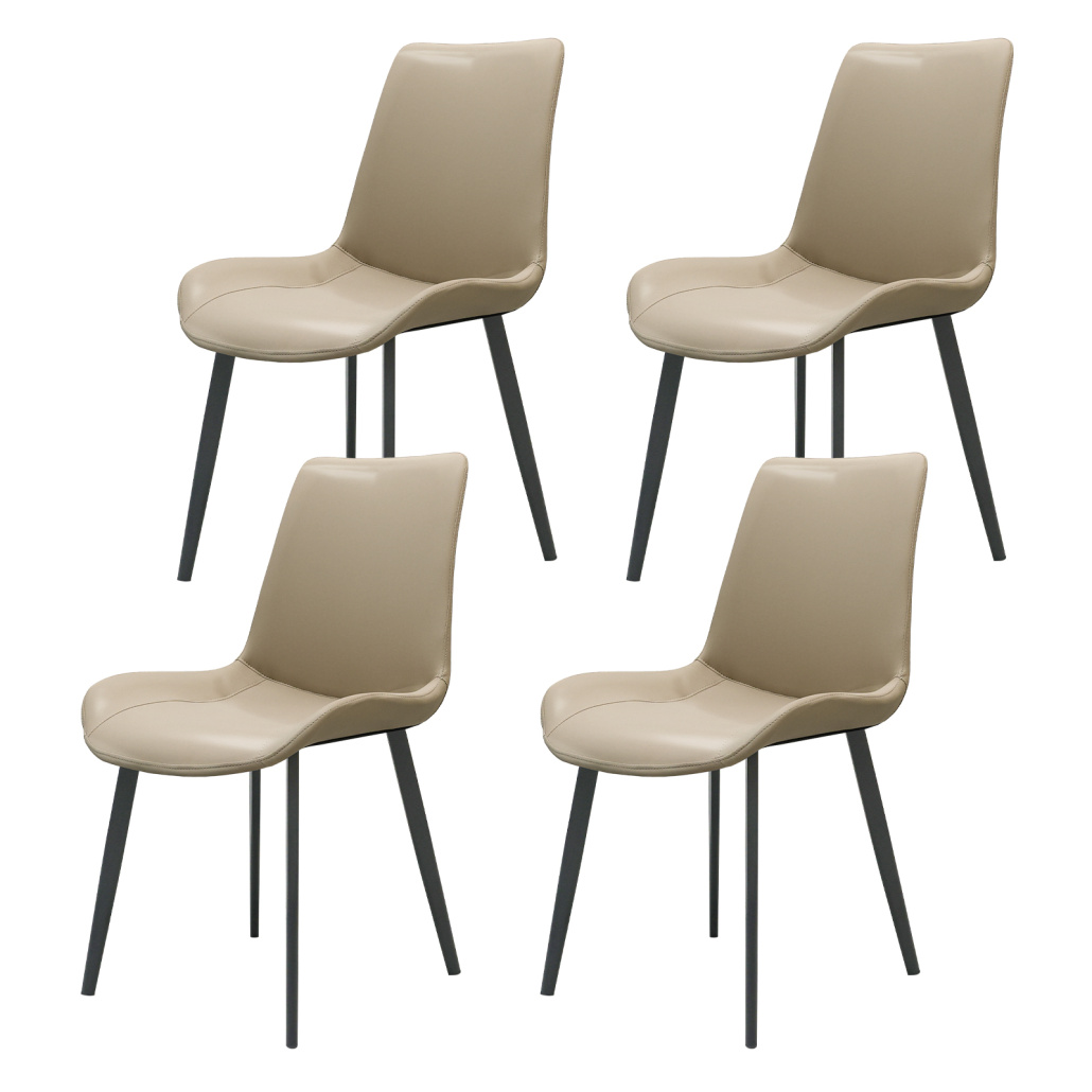 Set of 4 PU Leather Dining Chair with Metal Legs, Modern Upholstered ...
