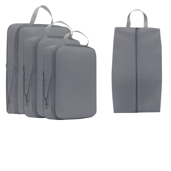 Set of 4 Pack Double Layer Compression Packing Cubes for Travel Essentials,Waterproof Ultra Space Saving Self Compression Organizer,Large Capacity Compressible Expandable Packing Cubes for Suitcase