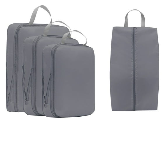 Set of 4 Pack Double Layer Compression Packing Cubes for Travel Essentials,Waterproof Ultra Space Saving Self Compression Organizer,Large Capacity Compressible Expandable Packing Cubes for Suitcase