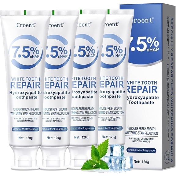 Set of 4 Fluoride-Free Toothpaste for Sensitive Teeth, Fresh Breath & Daily Teeth Cleaning, Mineral Formula for Family Oral Care