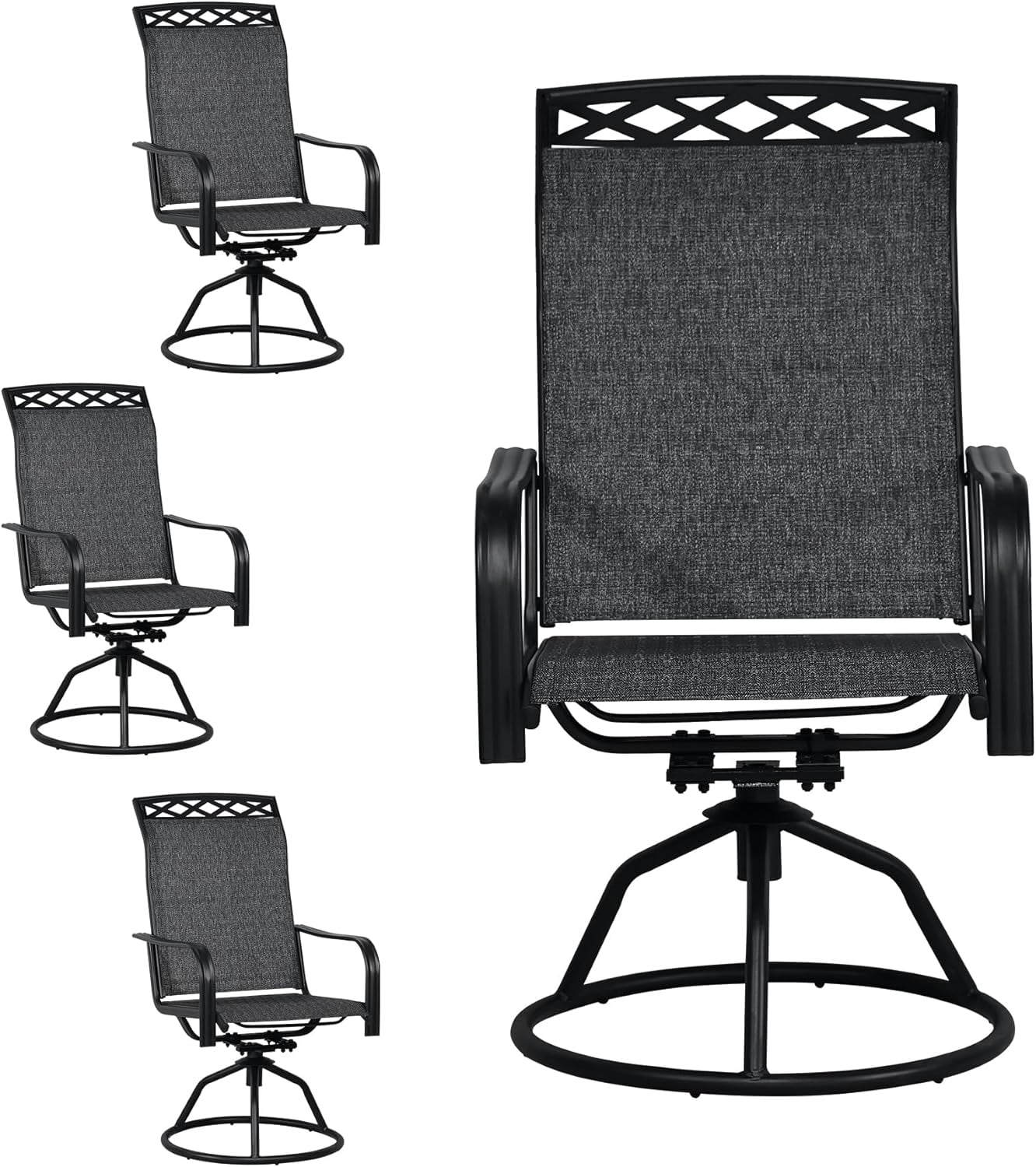 Set of 4 Patio Swivel Dinning Chairs: 360°Swivel & 15° Rocking Motion ...