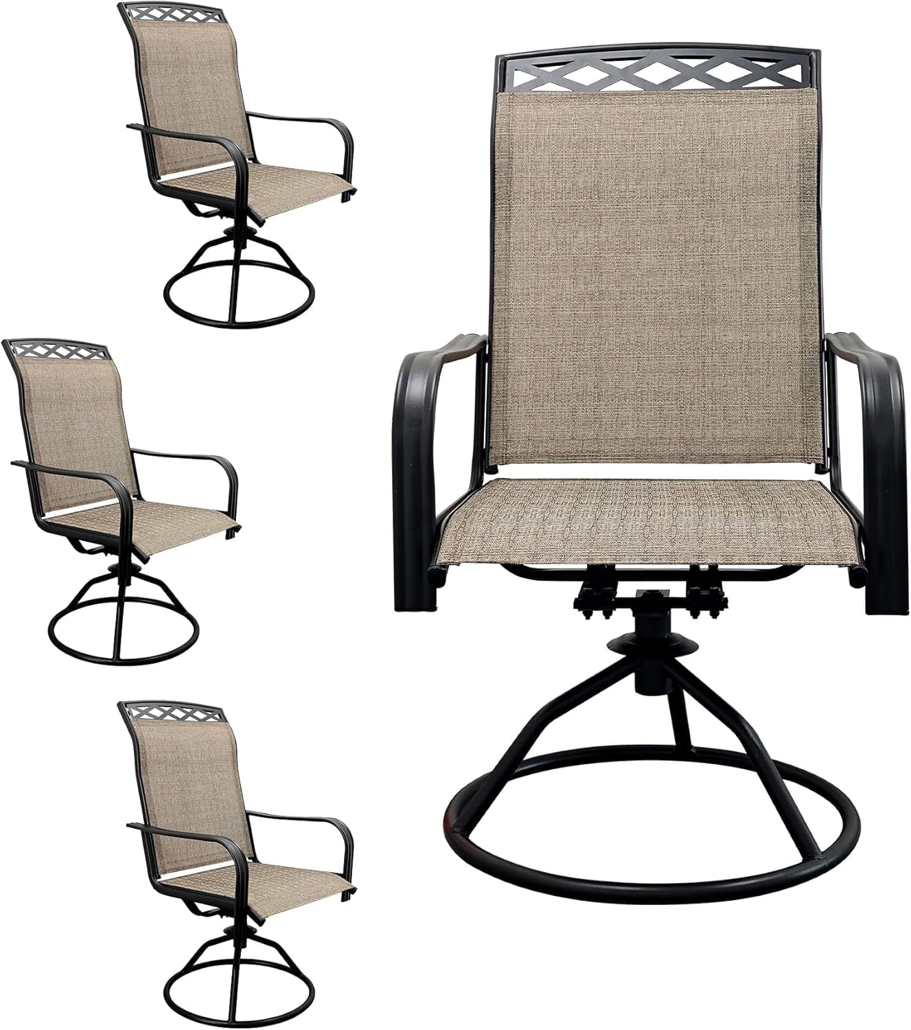 Set of 4 Patio Swivel Dinning Chairs: 360°Swivel & 15° Rocking Motion ...