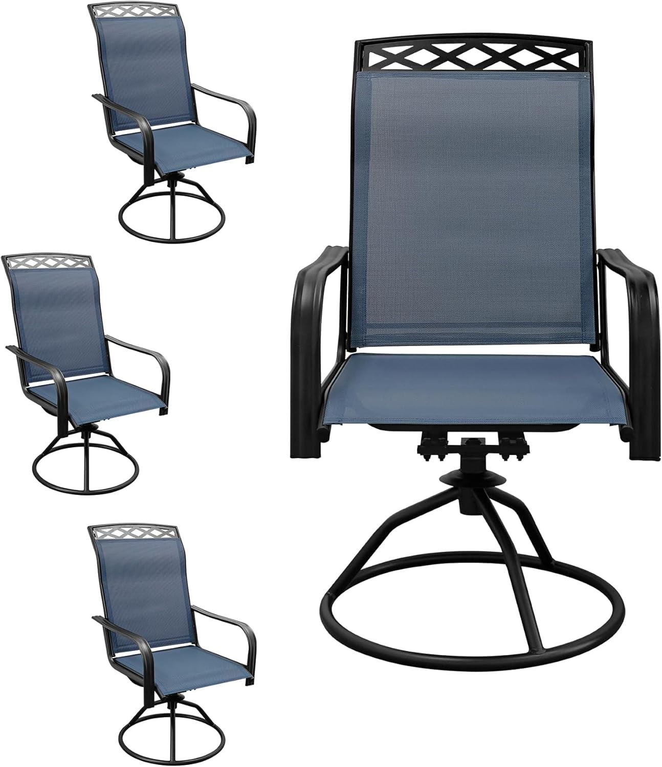 Set of 4 Patio Swivel Dinning Chairs: 360°Swivel & 15° Rocking Motion ...