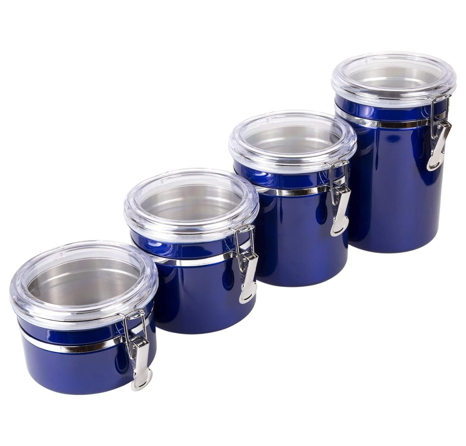 Set of 4 Pieces Stainless Steel Kitchen Storage Jar Container Canister