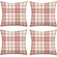 thumbnail image 1 of Set of 4 Pink and White Buffalo Plaid Pillow Covers 16x16 Inch Outdoor Valentine''s Day Check Throw Pillow Cover Farmhouse Decorations Pillow Cases Cotton Linen for Sofa Couch Home Decor, 1 of 6
