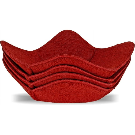 Set of 4 Plate Huggers - Microwave Plate Holder - Reusable Large Bowl Holders - Washable Microwave Plate Hugger - for Hot and Cold Bowls, Dishes and Plate Holders for Microwave