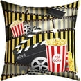 thumbnail image 1 of Set of 4 Popcorn Throw Pillow Covers, Movie Theater Cushion Case for Home Living Room Decor, Reversible Cinema Poster Star Decorative Throw Cushion Case, Old Fashion Home Decor 20x20 Inches, 1 of 1