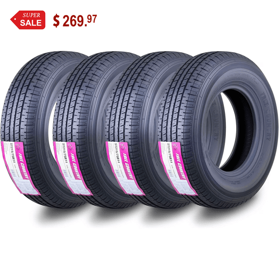 Set 4 Premium FREE COUNTRY Trailer Tire ST215/75R14 8PR Load Range D w/Featured Scuff Guard