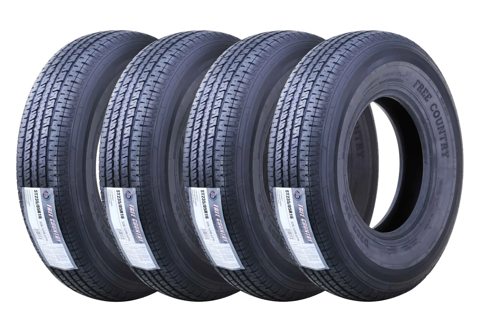 Set 4 Premium FREE COUNTRY Trailer Tires ST 235/85R16 12PR Load Range F Steel Belted Radial w/Scuff Guard