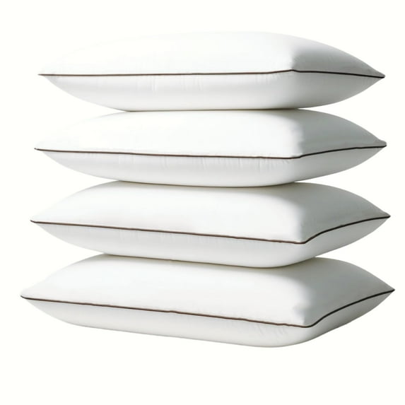 Set of 4 Queen Size Pillows, Premium Sleep Support, Polyester Microfiber Fill, Allergen Free, 18 x 28 Inches 45x70 cm, White