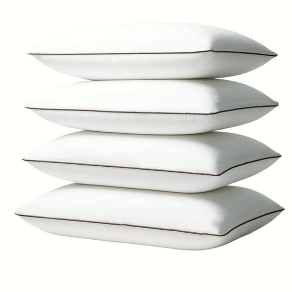 Set of 4 Queen Size Pillows, Premium Sleep Support, Polyester Microfiber Fill, Allergen Free, 18 x 28 Inches 45x70 cm, White
