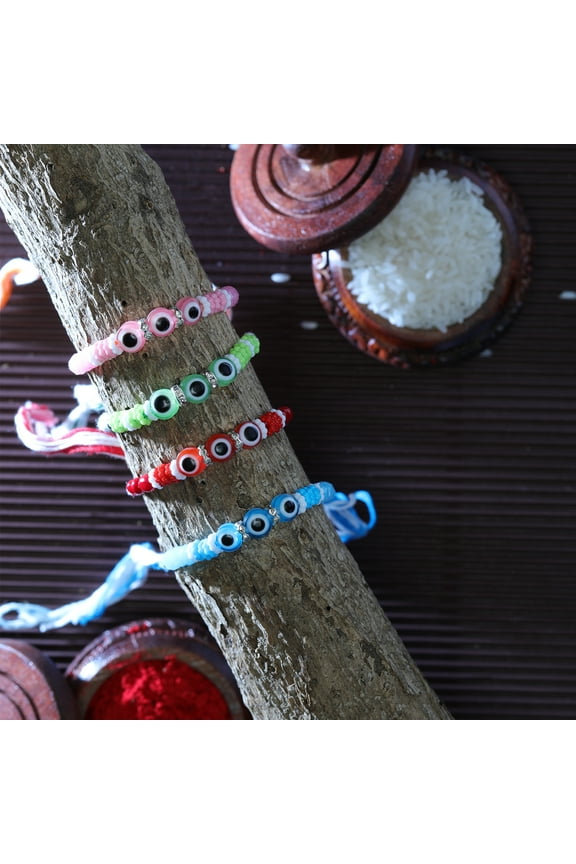 Set of 4 Rakhi for Brother Rakhi Thread Bracelet for Bhai Bhabhi Bhaiya veera Raksha Bandhan Rakhi Set Dora Bracelets with gift Pack for Brother Sister Indian Traditional Raksha Bandhan Festival