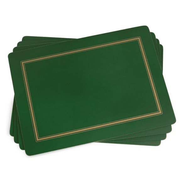 Set of 4 Rectangular Cork Backed Table Mats with Deep Green Finish - Heat Resistant Wipe Clean Placemats for Dining Table Protection & Stylish Meal Presentation