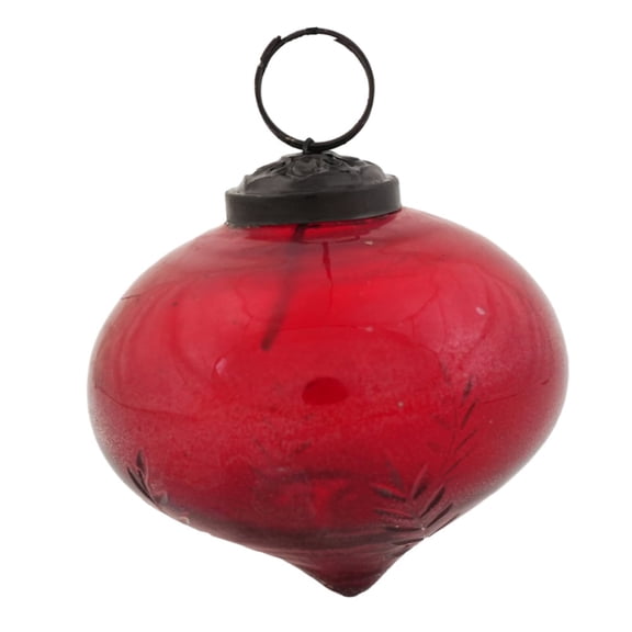 Set of 4 Red Glass Christmas Ornaments, Handmade Holiday Tree Decorations, Elegant Hanging Baubles for Christmas Tree, Wreath, Garland, Seasonal Home Decor & Festive Winter Celebrations