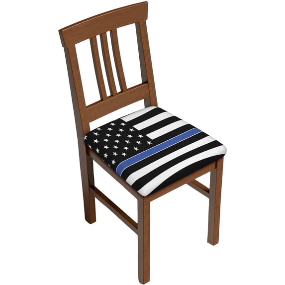 Set of 4 Removable Chair Seat Covers for Dining Room, Blue Line US Flag Stretchable Office Kitchen Chair Slipcovers Cushion Protector American Banner Furniture Decor, 16.9x16.9 Inches