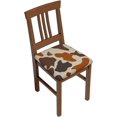thumbnail image 1 of Set of 4 Removable Chair Seat Covers for Dining Room, Brown Cow Prints Stretchable Wedding Party Chair Slipcovers Cushion Protector Furniture Decor, 16.9x16.9 Inches, 1 of 6