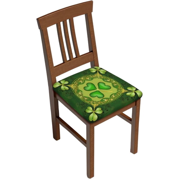 Set Of 4 Removable Chair Seat Covers For Dining Room, St Patrick''s Day Floral Stretchable Office Kitchen Chair Slipcovers Cushion Protector Clovers Shamrocks Furniture Decor, 16.9x16.9 Inches