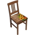 thumbnail image 1 of Set of 4 Removable Chair Seat Covers for Dining Room, Wooden Sunflowers Stretchable Office Kitchen Chair Slipcovers Cushion Protector Fall Floral Furniture Decor, 16.9x16.9 Inches, 1 of 6
