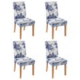 thumbnail image 1 of Set of 4 Retro Botanical Dining Chair Covers Lovely Peony and Bee Pattern Washable Polyester Stretch Slipcovers Removable Protector for Rustic Kitchen, 1 of 7