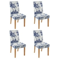 Set of 4 Retro Botanical Dining Chair Covers Lovely Peony and Bee Pattern Washable Polyester Stretch Slipcovers Removable Protector for Rustic Kitchen