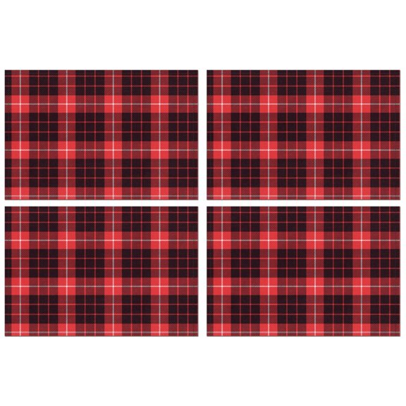 Set of 4 Round Checkered Placemats Machine Washable Durable Linen Table Mats Heat Resistant Wrinkle Free Circular Plaid Place Mats for Dining Table Kitchen