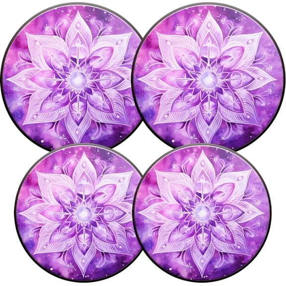 Set of 4 Round Electric Range Burner Covers, Purple Mystery Mandala Lotus Flower Gas Stove Burner Covers for Kitchen Decoration , Two Small 8 Inches and Two Large 10 Inches