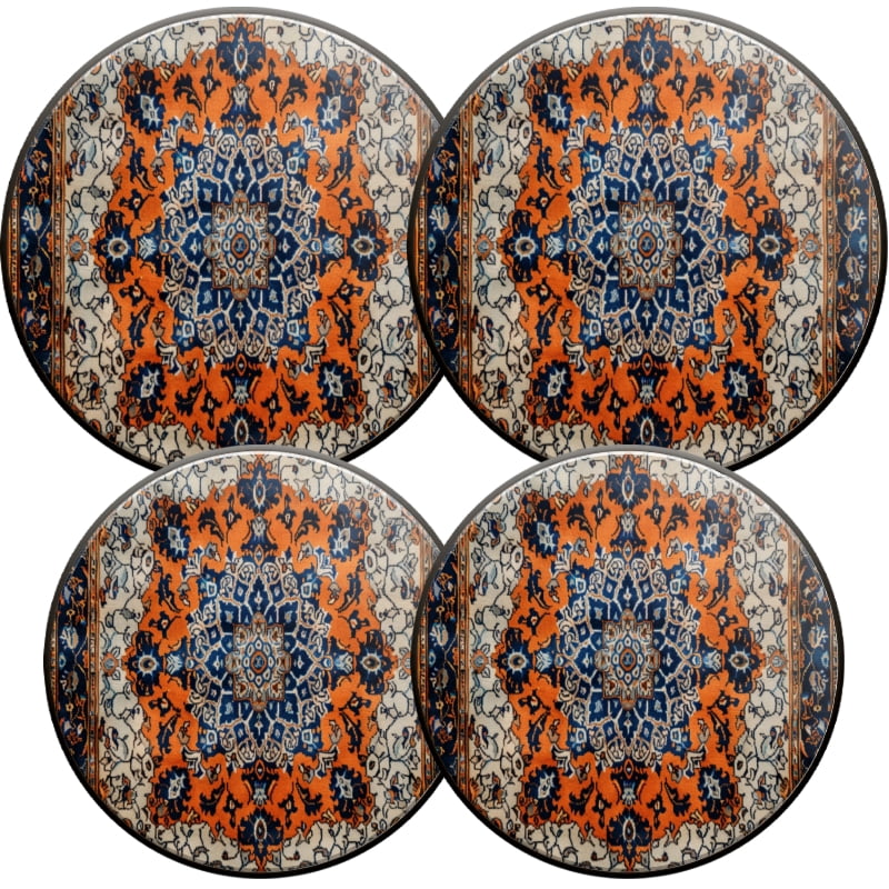 Set of 4 Round Electric Range Burner Covers, Retro Boho Floral Mental Durable Gas Stove Burner Covers for Kitchen Decoration , Two Small 8 Inches and Two Large 10 Inches