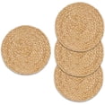 thumbnail image 1 of Set of 4 Round Water Hyacinth Placemats and Drink Coasters, Natural Wicker Placemats Set of 4, Weave Placemats Handmade, Rattan Tablemats for Dining Table (13.8"), 1 of 8