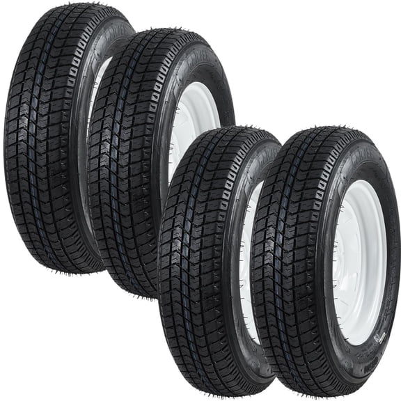Set of 4 ST205/75D15 Trailer Tire and Wheel Assembly, Heavy-Duty Load Range C 6PR, 5 Lug White Modular Wheel, 15 Inch Tires for Utility/Boat/Camper Trailers