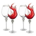 thumbnail image 1 of Set of 4 Silver-Rimmed Red Wine Glasses with Diamond Rhinestone Accent 18 oz, 10 Inches Tall - Perfect Toasting Glasses for Bride and Groom, Great for Party, Wedding Anniversary and Special Occasion, 1 of 8