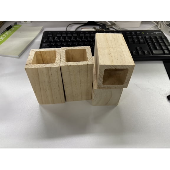 Set of 4 Solid Wood Furniture Risers for Table, Bed, Chair & Sofa Legs 4x4 cm Compatible, Adds 8 cm Height, Durable Natural Wood Leg Elevators for Home & Office