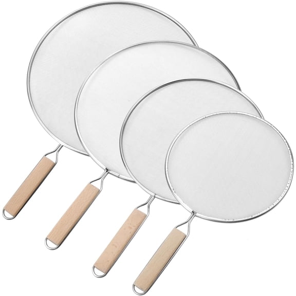 Set of 4 Splatter Screen Stainless Steel Grease Splatter Guard Fine Mesh Splatter Screen for Frying Pan, Skillet, Pot, Grease Oil Guard, 13"/11.42"/9.84"/8.23"