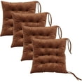 thumbnail image 1 of Set of 4 Square Chair Pads Indoor Seat Cushions Pillows with Ties Soft Comfortable Non Slip Chair Mat for Kitchen Dining Office Desk Living Room Outdoor Tatami 15.5" - Coffee, 1 of 12