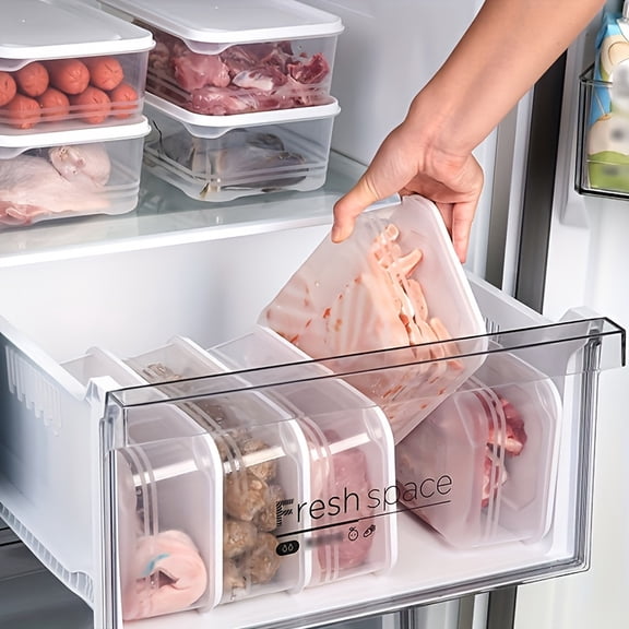 Set of 4 Stackable 42Oz Refrigerator Storage Containers with Lids - Made from Bpa-Free Polypropylene, Ideal for Storing Meat, Fruits, And Vegetables - a Must-Have Kitchen Organizer