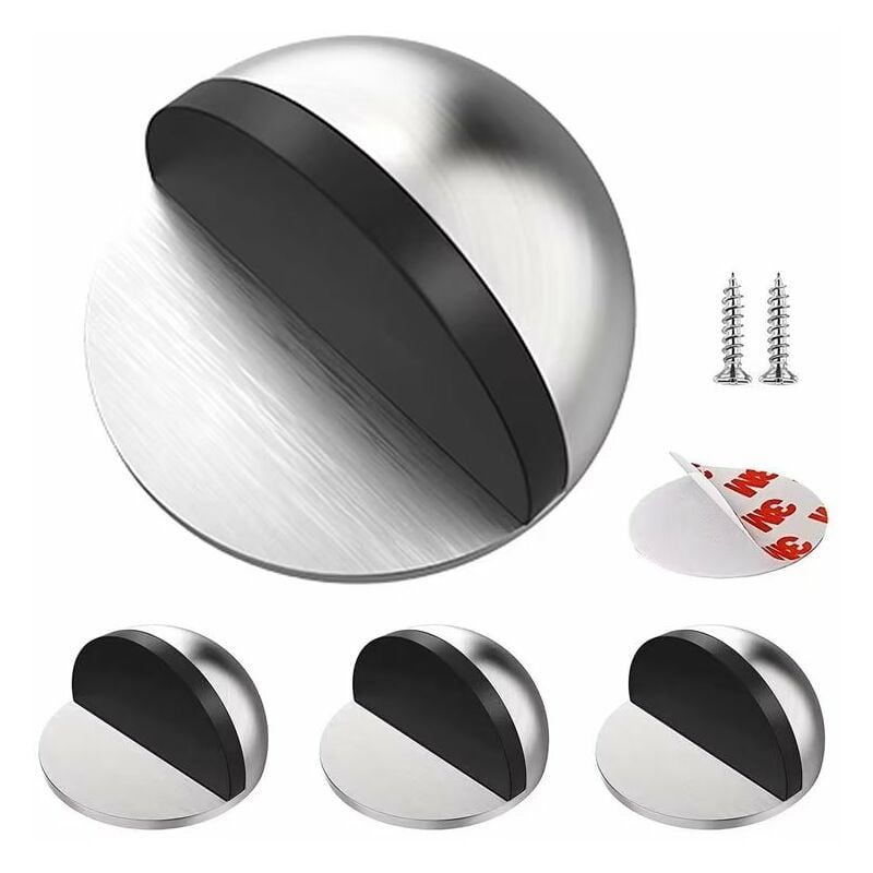 [Set of 4] Stainless Steel Door Stops and Stoppers Adhesive Door
