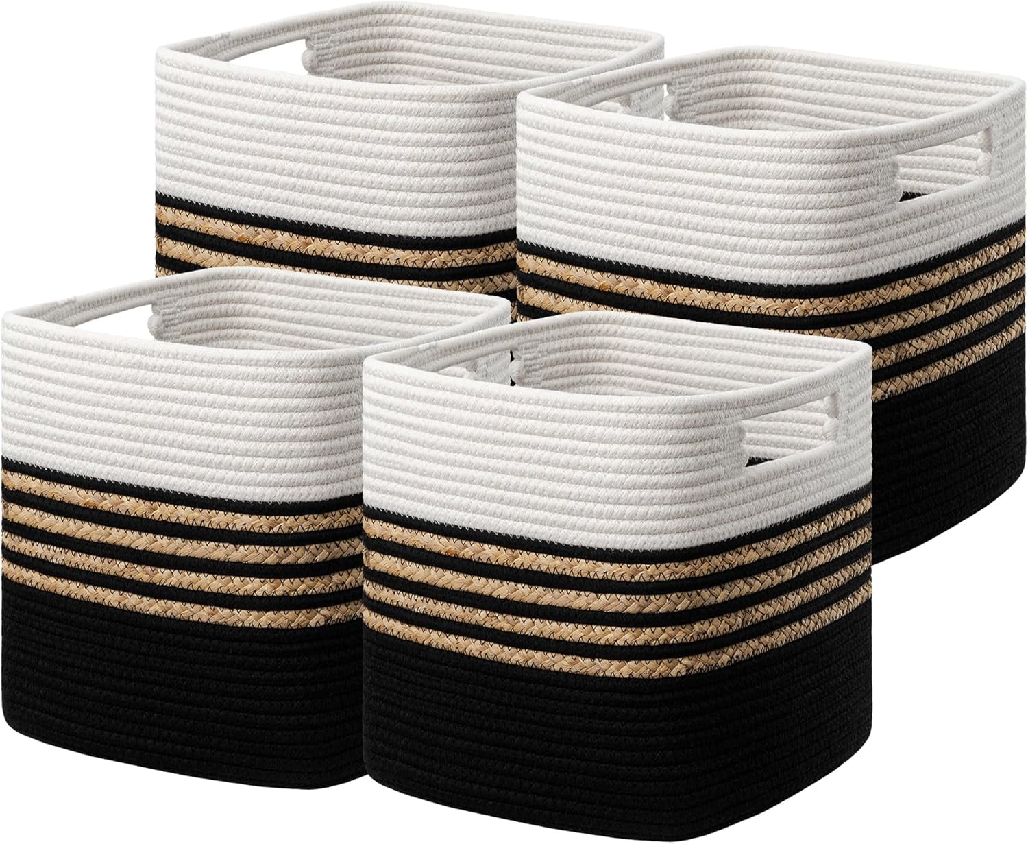 Cutton Mini Storage Set of 4 Storage Cubes 13 X 13 X 13 in, Water Hyacinth Storage Bins for ...