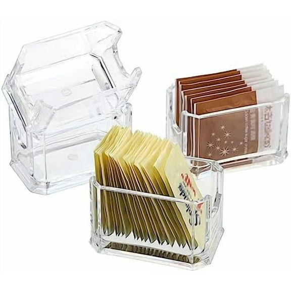 Set of 4 Sugar Packet Holder, Acrylic Sugar Bowl for Restaurant, Tea Bag Organizer, Small Condiments Packet Holder Sugar Caddy Dispenser for Countertop Coffee Bar$$Home Decor, Kitchen, & Other