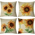 thumbnail image 1 of Set of 4 Sunflower Decorative Throw Pillow Covers 12x12 Inch Plant Pillow Covers Linen Square Pillow Cases Summer Flower Outdoor Sofa Couch Home Bed Decor Cushion Covers (12 by 12), 1 of 6