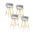 thumbnail image 1 of Set of 4 Swivel Bar Stools with Breathable Cotton and Linen Soft Cushions, Electroplated Metal Frames without Rust, Suitable for Restaurant and Bar Use (Gray), 1 of 12
