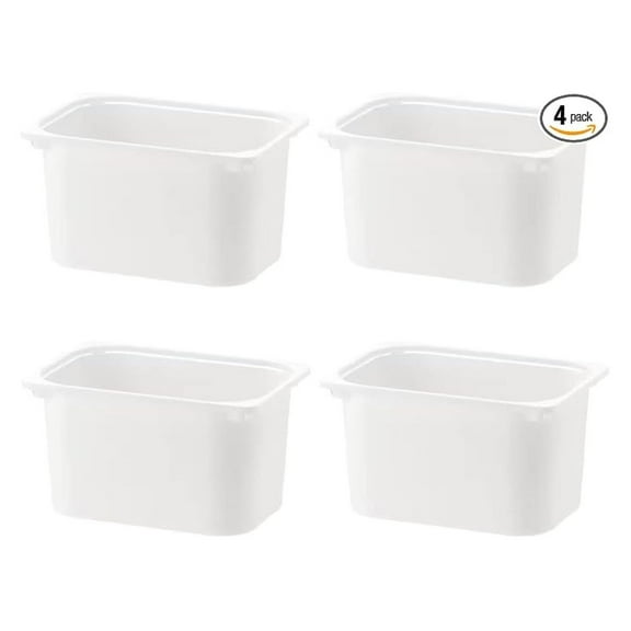 Set Of 4 TROFAST Children Storage Box White 16 x11 x9 Stackable Plastic Bins Open Storage Boxes Medium (4x) Compatible With Trofast Frames and Lids, Made of Polypropelene