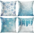 thumbnail image 1 of Set of 4 Throw Pillow Covers 20x20 Inches Cushion Merry Christmas Blue Snow Winter with Snowflakes Falling White Crystal Forest Pillow Cases Square Pillocases for Bed Sofa, 1 of 6