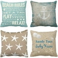 thumbnail image 1 of Set of 4 Throw Pillow Covers Beach Starfish Words Rules Holiday Summer Nautical Anchor Distressed Taupe Decorative Pillow Cases Home Decor Square 16x16 Inches Pillowcases, 1 of 5