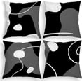 thumbnail image 1 of Set of 4 Throw Pillow Covers Black Decorative Throw Pillows for Couch Abstract Modern 18x18 Pillow Cases for Bed Sofa Living Room Accent Cushion Cover Boho Artistic Grey White, 1 of 6