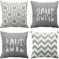 thumbnail image 1 of Set of 4 Throw Pillow Covers Grey White Geometric Abstract Art Home Sweet Home Love Yourself Decorative Pillow Cases Home Decor Standard Square 18x18 Inches Pillowcases, 1 of 6