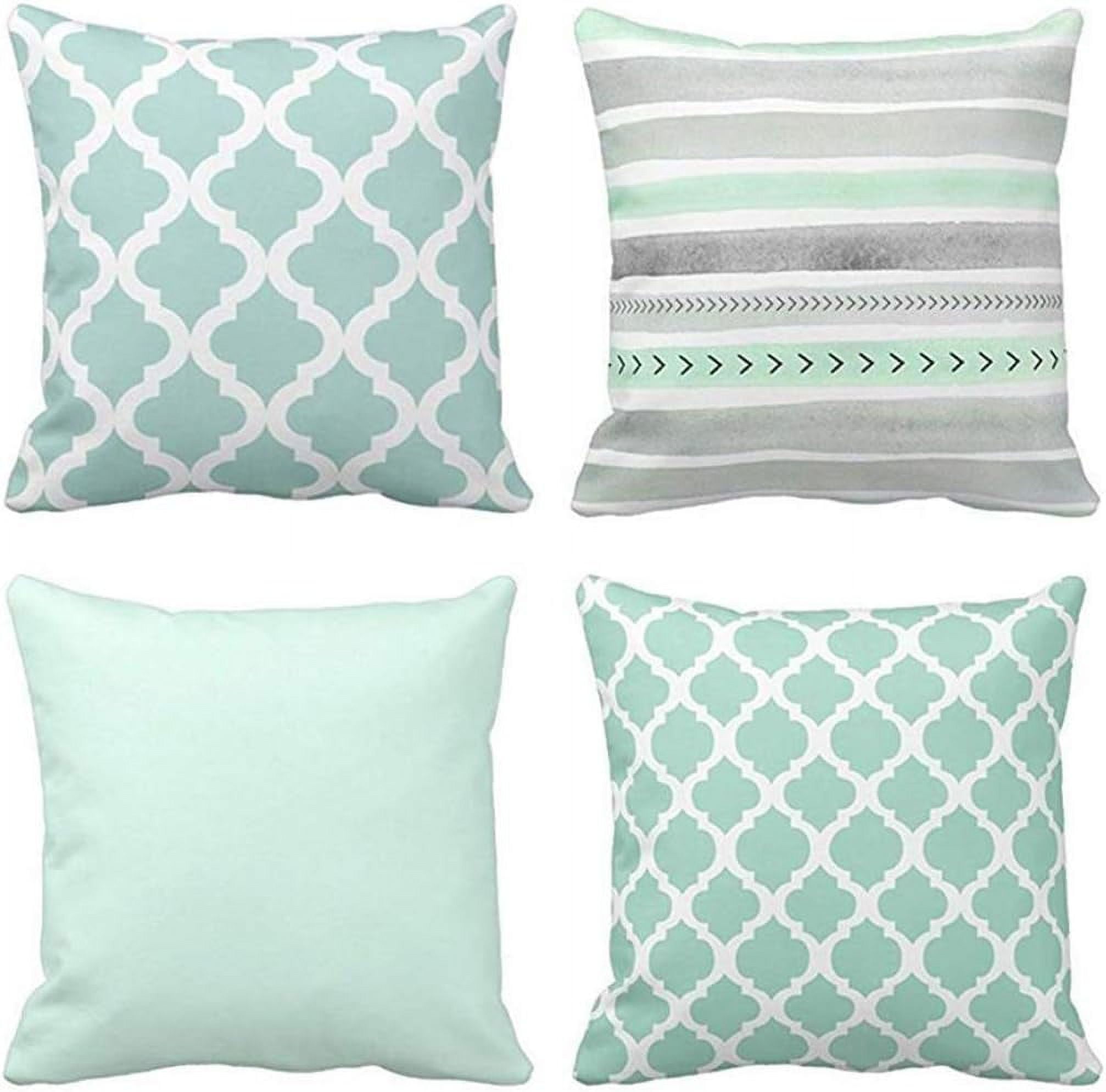 Mint Green Moroccan Velvet Square Throw Pillow Set